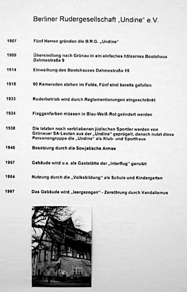 Dokument im Grünauer Wassersportmuseum zur Geschichte des jüdischen Bootshauses "Undine"