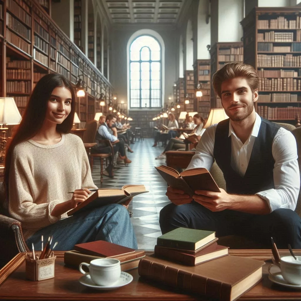 Bücherleser in der Bibliothek