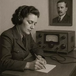 Stasi-Frau beim Abhören